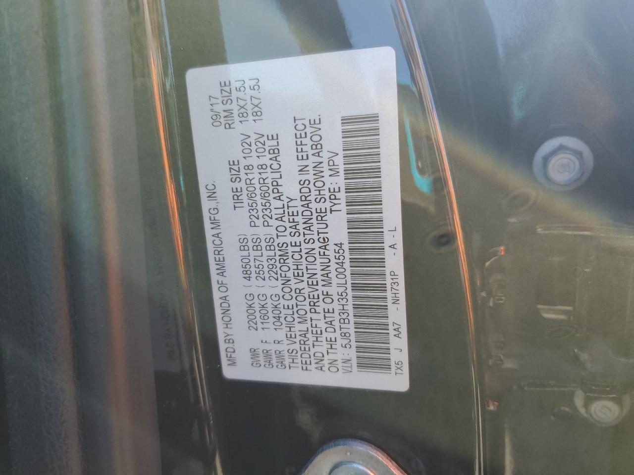 2018 Acura Rdx VIN: 5J8TB3H35JL004554 Lot: 90224885