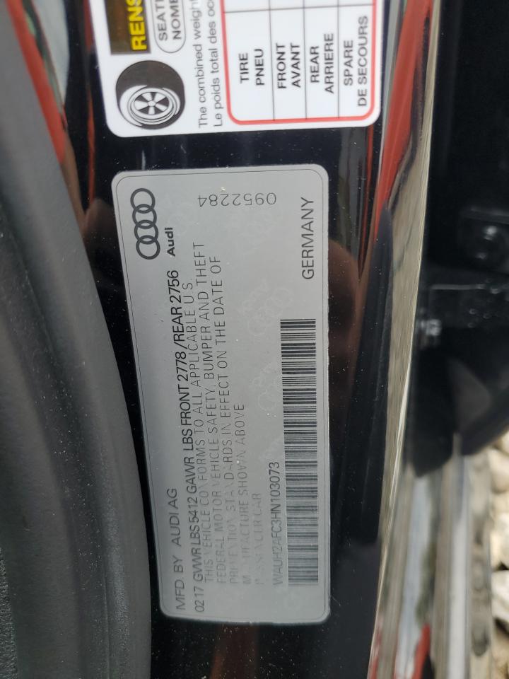 2017 Audi A6 Prestige VIN: WAUH2AFC3HN103073 Lot: 85873265