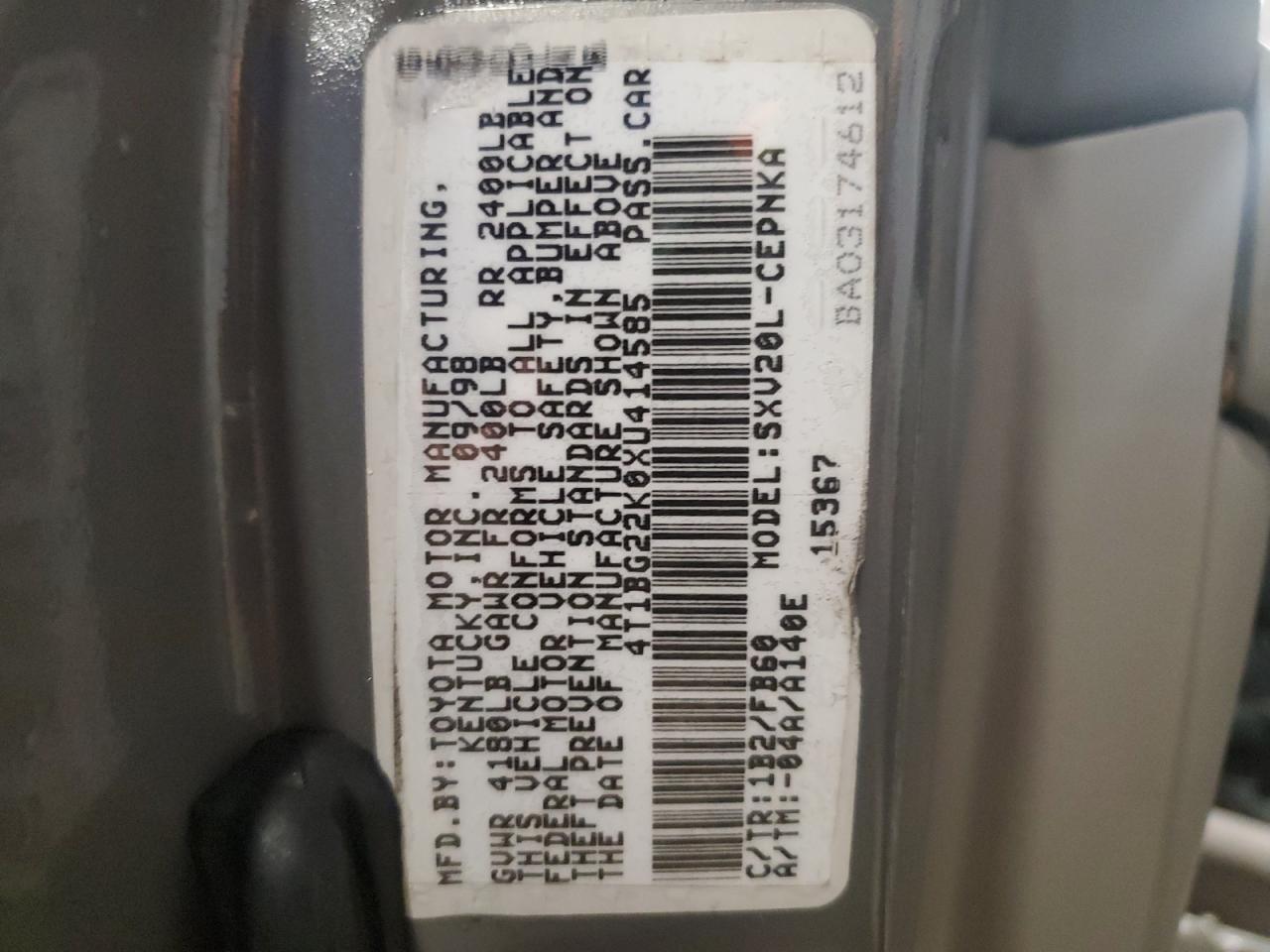 1999 Toyota Camry Ce VIN: 4T1BG22K0XU414585 Lot: 90630735