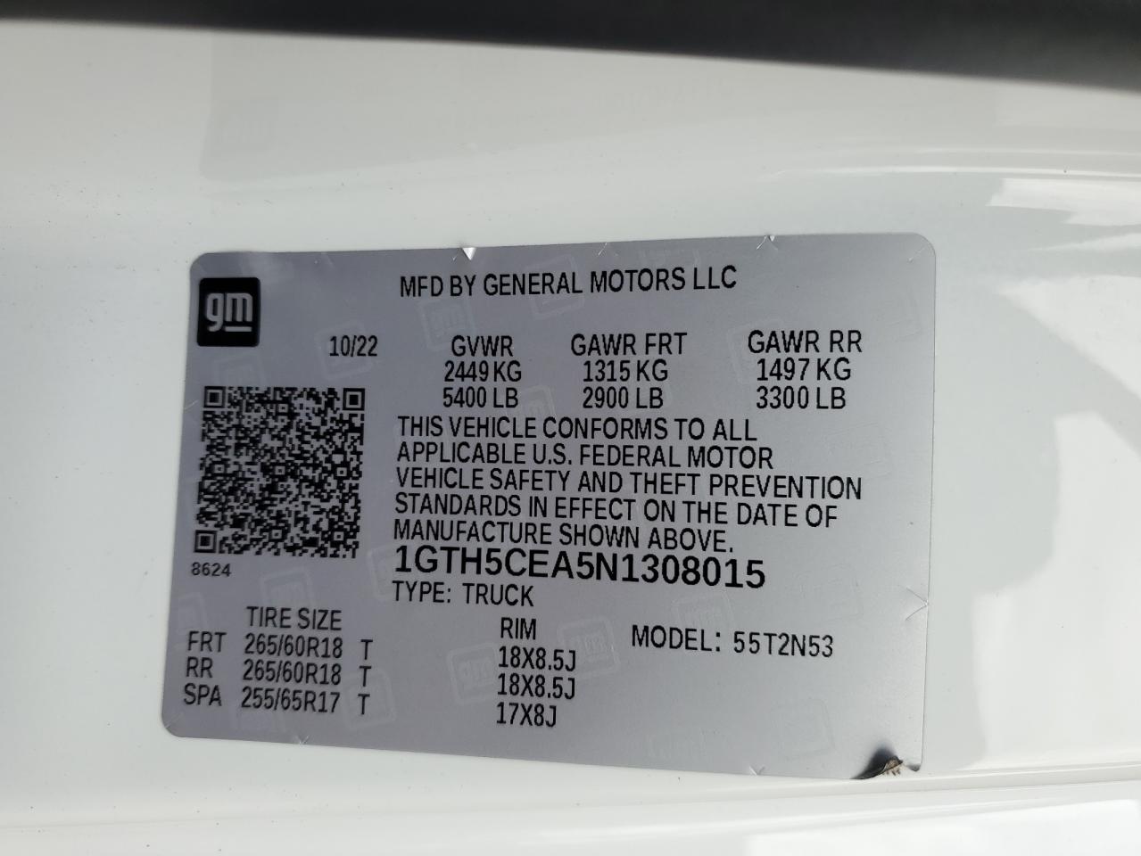 2022 GMC Canyon Elevation VIN: 1GTH5CEA5N1308015 Lot: 82337685