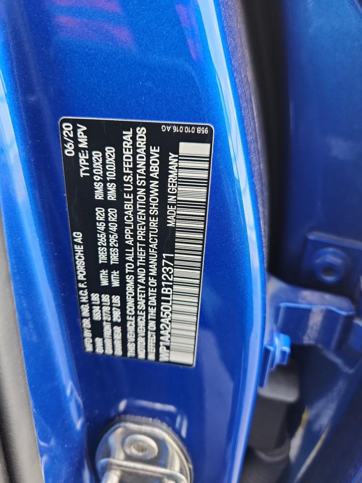 2020 Porsche Macan VIN: WP1AA2A50LLB12371 Lot: 90592385