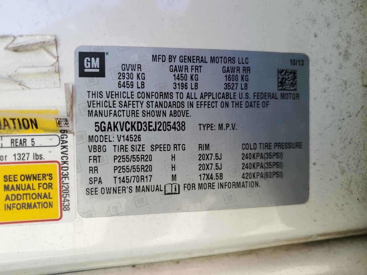 2014 Buick Enclave VIN: 5GAKVCKD3EJ205438 Lot: 84868315