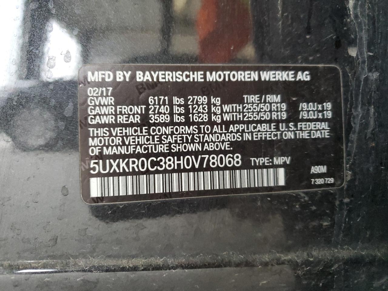 2017 BMW X5 xDrive35I VIN: 5UXKR0C38H0V78068 Lot: 82223295