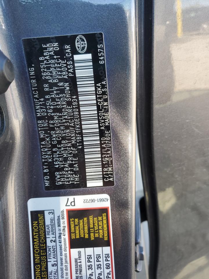 2014 Toyota Camry L VIN: 4T1BF1FK0EU801934 Lot: 81874125