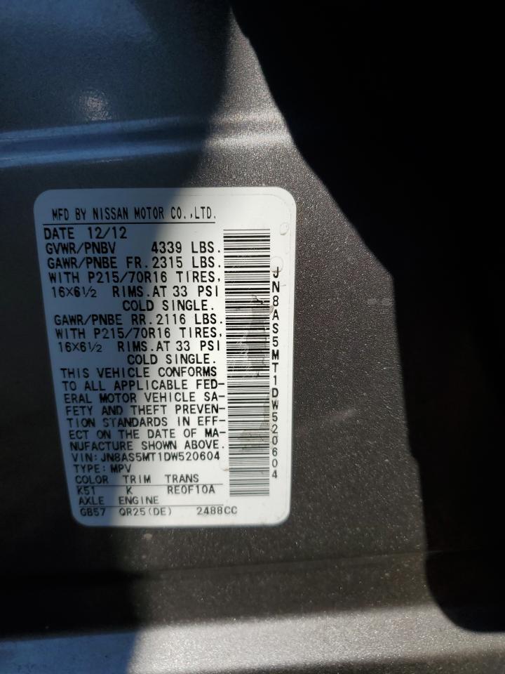 2013 Nissan Rogue S VIN: JN8AS5MT1DW520604 Lot: 86460575