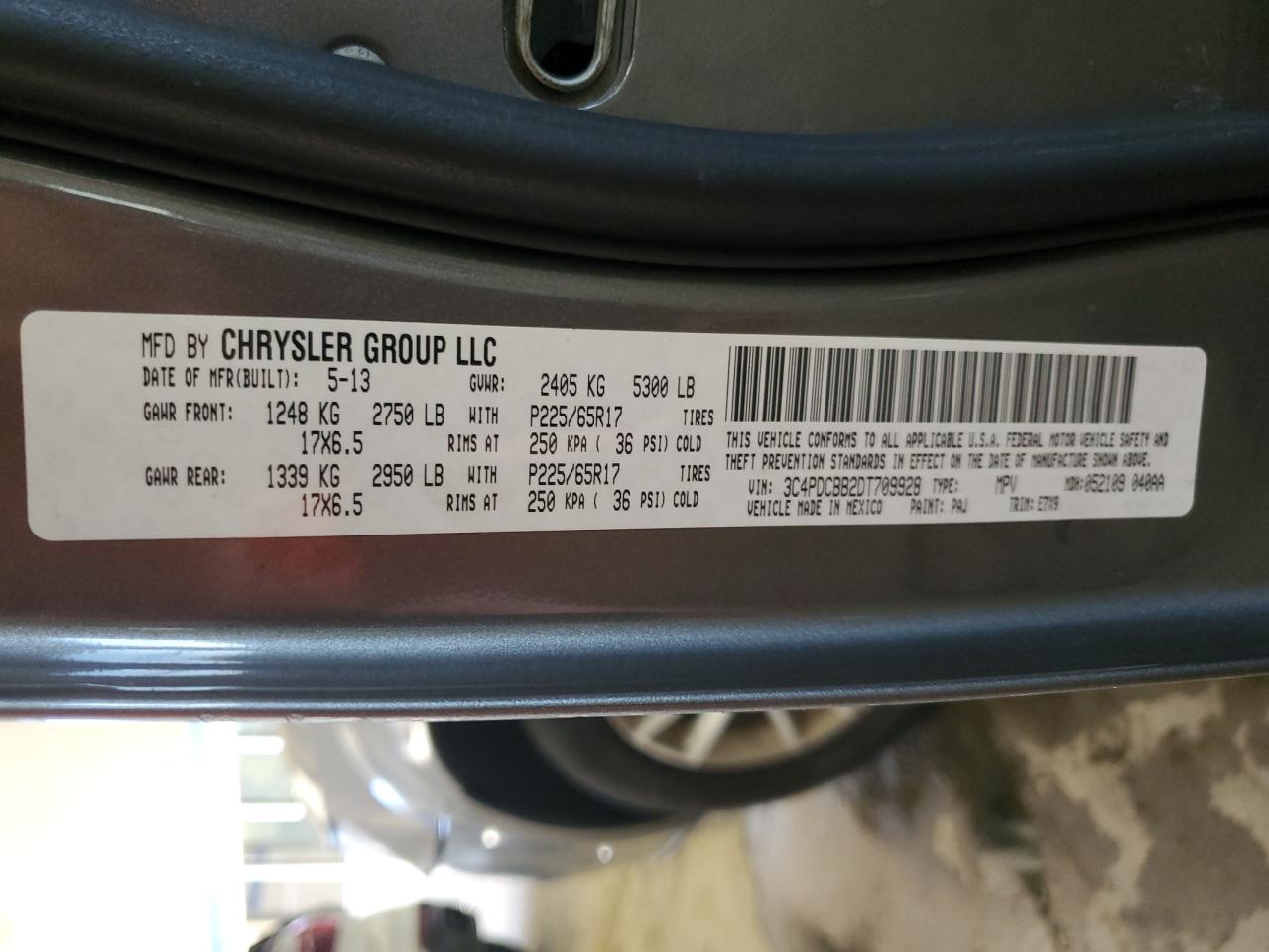 2013 Dodge Journey Sxt VIN: 3C4PDCBB2DT709928 Lot: 86863315