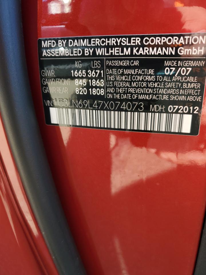 2007 Chrysler Crossfire Limited VIN: 1C3LN69L47X074073 Lot: 85486165