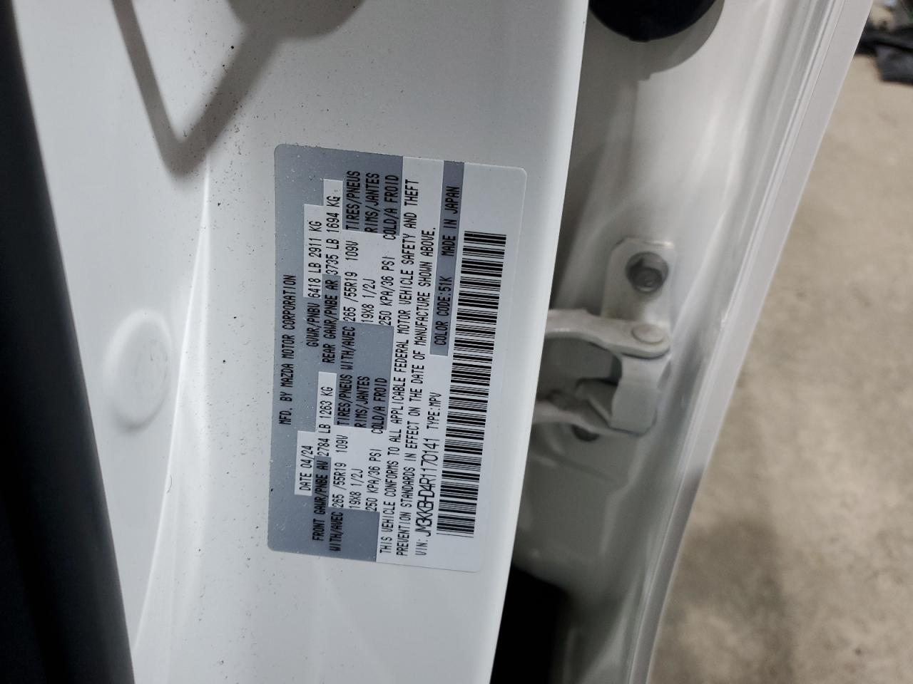 2024 Mazda Cx-90 Preferred VIN: JM3KKBHD4R1170141 Lot: 84245225