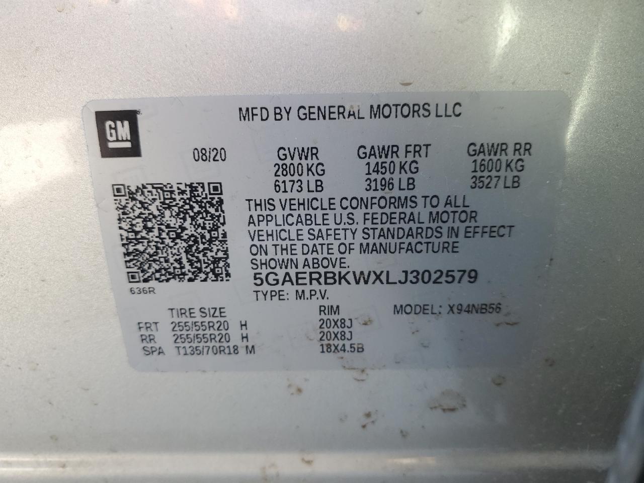 2020 Buick Enclave Essence VIN: 5GAERBKWXLJ302579 Lot: 90074955