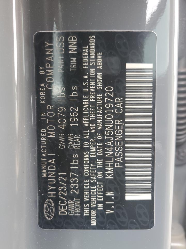 2022 Hyundai Elantra Limited VIN: KMHLN4AJ5NU019720 Lot: 85557865
