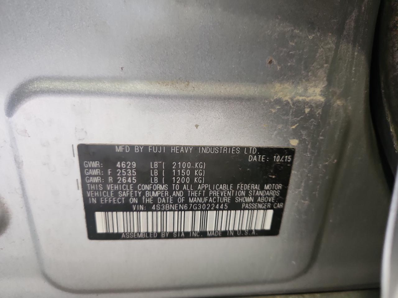 2016 Subaru Legacy 3.6R Limited VIN: 4S3BNEN67G3022445 Lot: 90054775