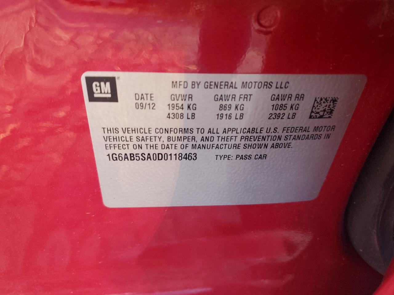 2013 Cadillac Ats Luxury VIN: 1G6AB5SA0D0118463 Lot: 81964325