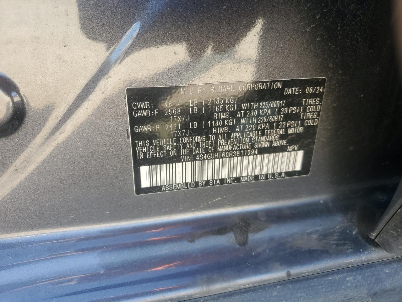 2024 Subaru Crosstrek Wilderness VIN: 4S4GUHT60R3811094 Lot: 86235075