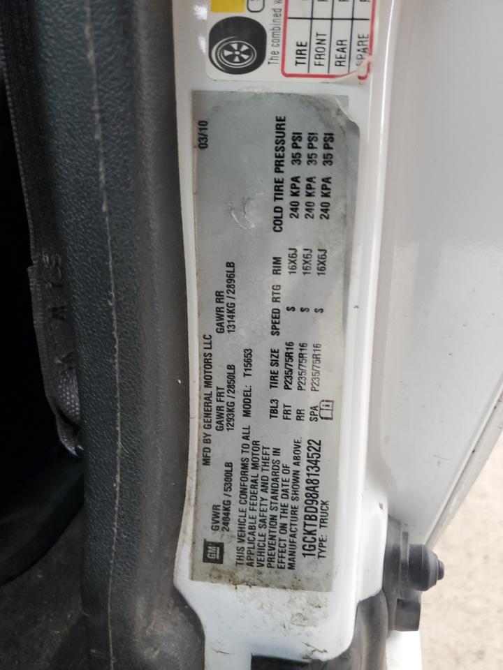 2010 Chevrolet Colorado VIN: 1GCKTBD98A8134522 Lot: 82246755