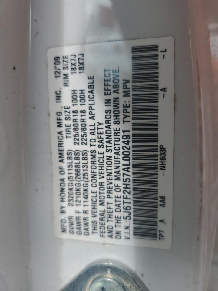 2010 Honda Accord Crosstour Exl VIN: 5J6TF2H57AL002491 Lot: 82184445