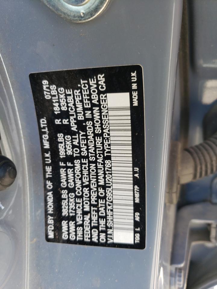 2020 Honda Civic Sport Touring VIN: SHHFK7G95LU201768 Lot: 81983685