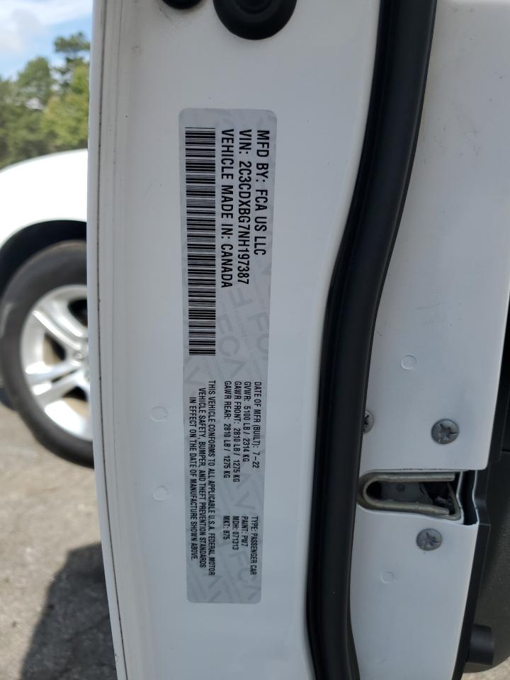 2022 Dodge Charger Sxt VIN: 2C3CDXBG7NH197387 Lot: 85328635