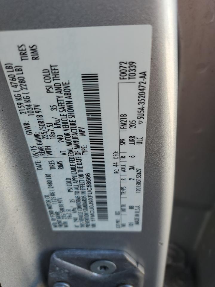 2015 Ford Escape Titanium VIN: 1FMCU0J9XFUC58666 Lot: 84623965