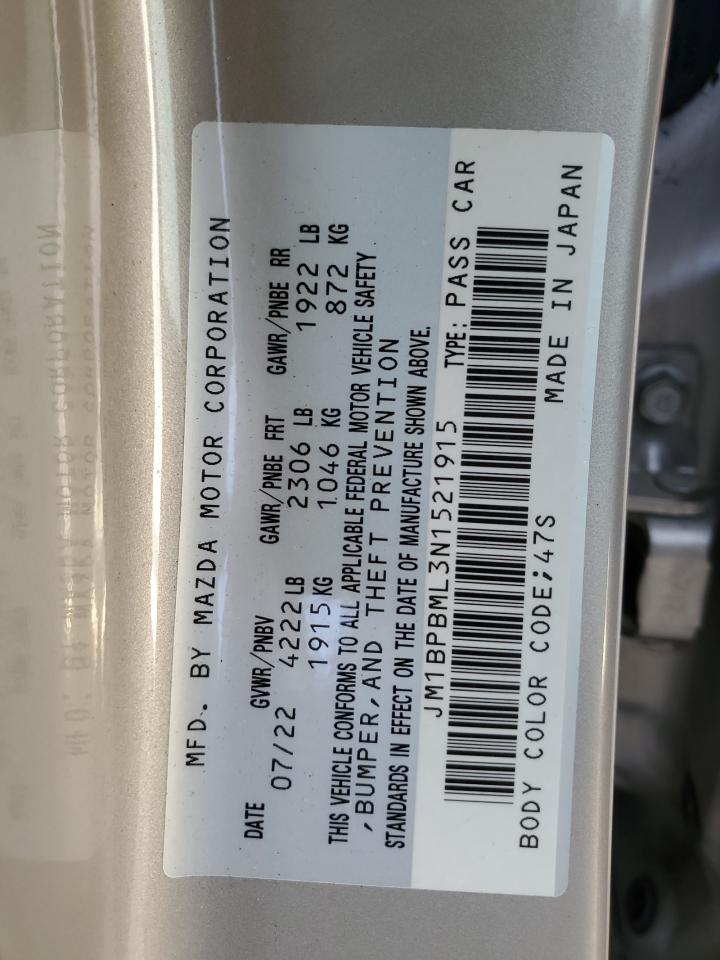 2022 Mazda 3 Premium VIN: JM1BPBML3N1521915 Lot: 90221925