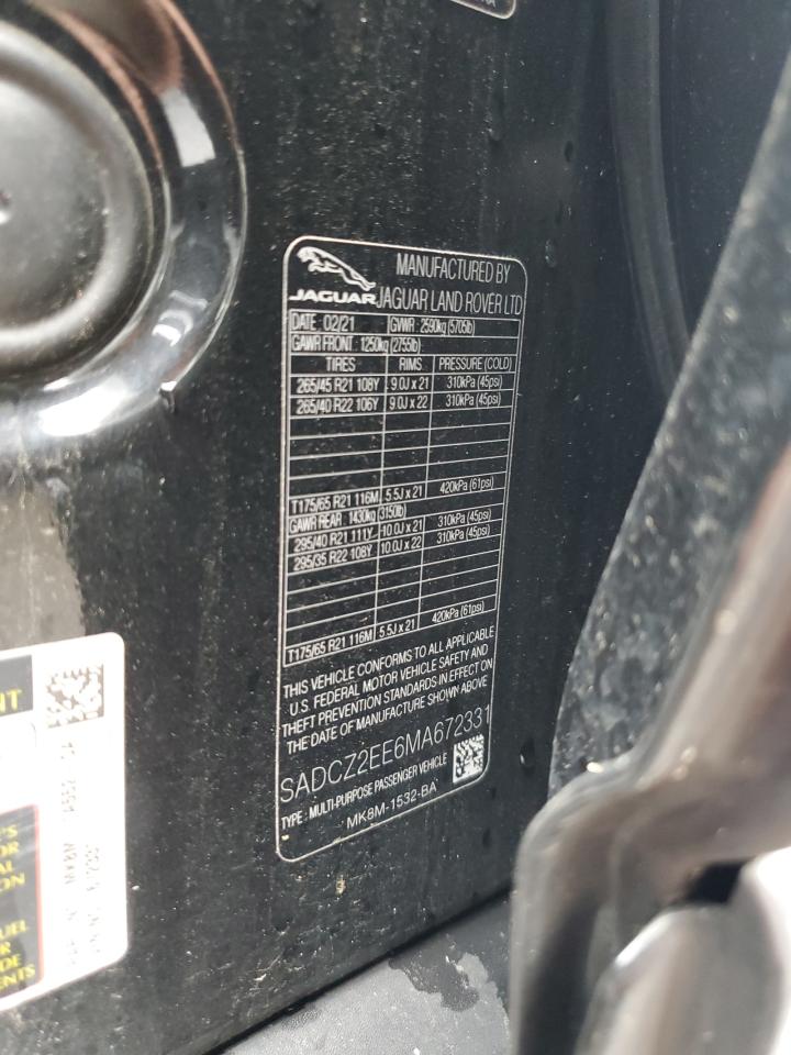 2021 Jaguar F-Pace Svr VIN: SADCZ2EE6MA672331 Lot: 86291925