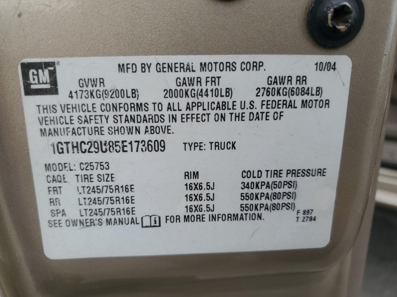 2005 GMC Sierra C2500 Heavy Duty VIN: 1GTHC29U85E173609 Lot: 86546565