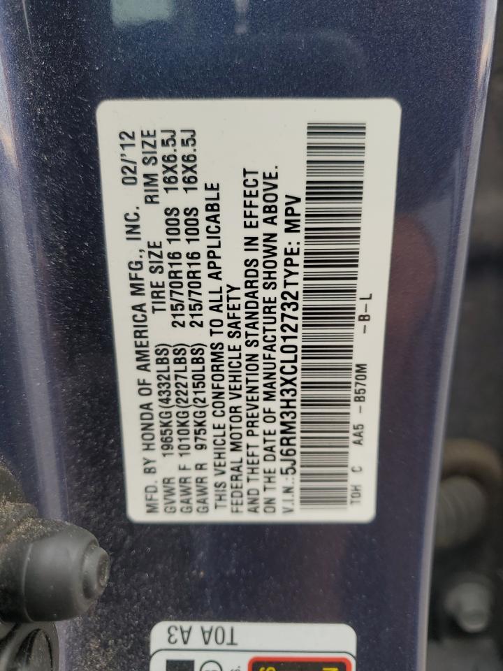 2012 Honda Cr-V Lx VIN: 5J6RM3H3XCL012732 Lot: 87109565