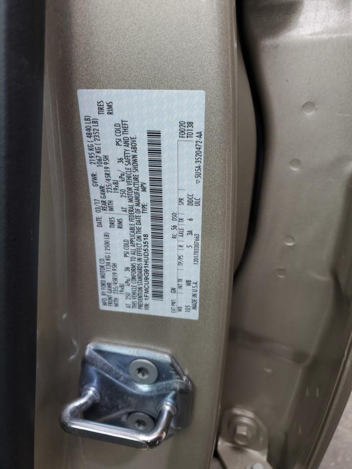 2017 Ford Escape Se VIN: 1FMCU9G91HUD53518 Lot: 86729725