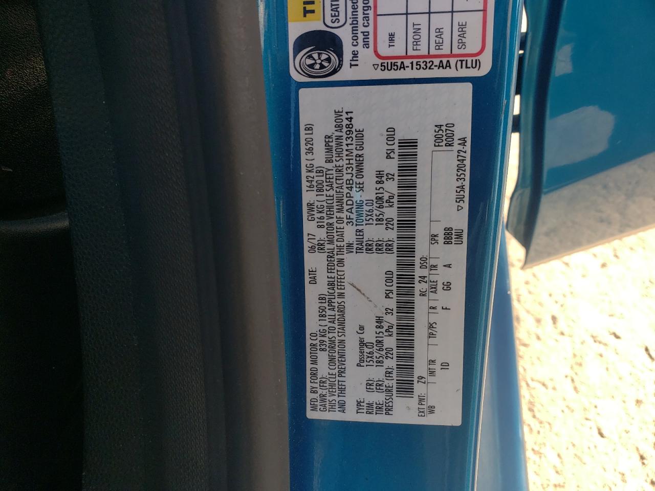 2017 Ford Fiesta Se VIN: 3FADP4BJ3HM139841 Lot: 82358145