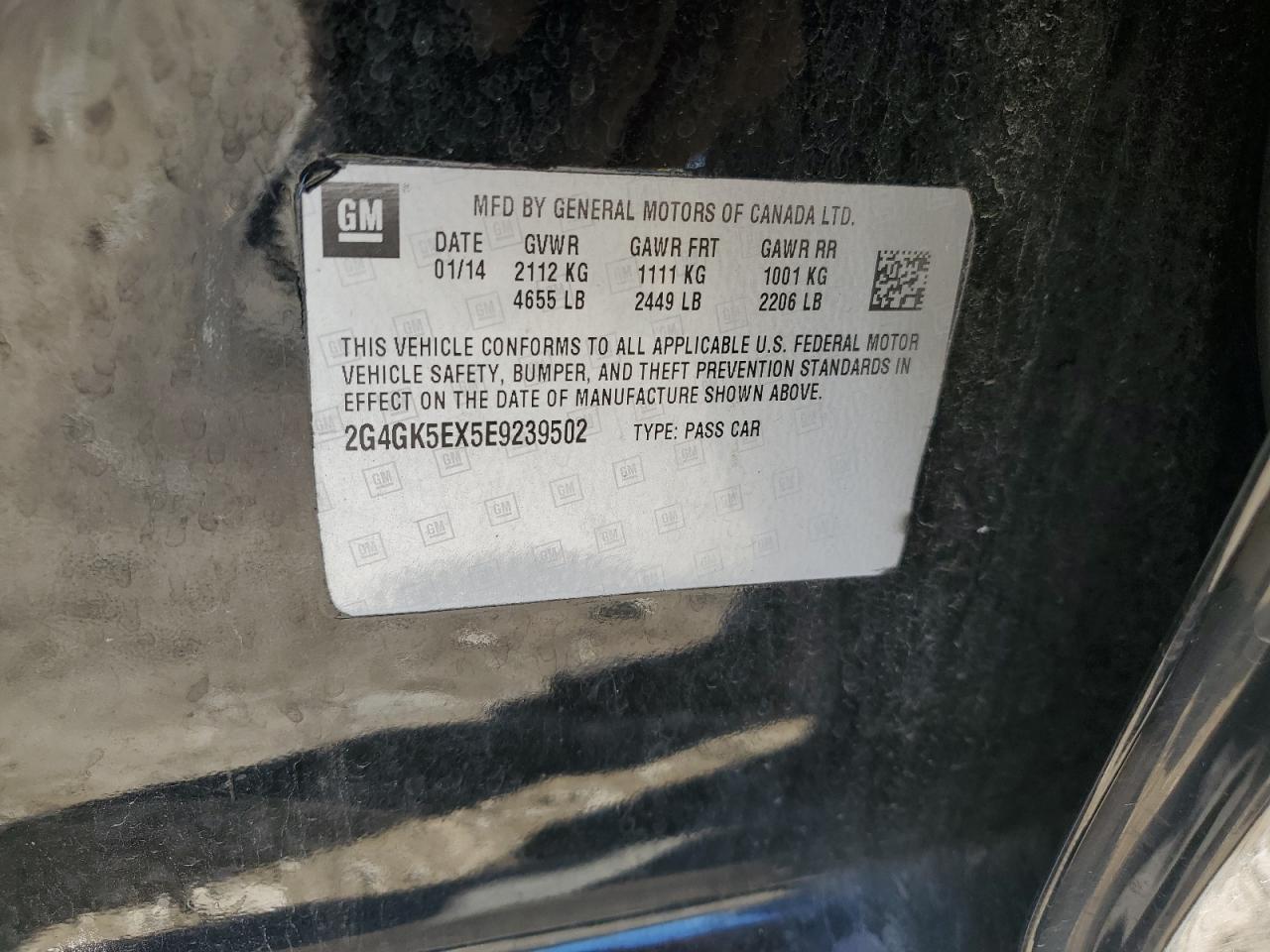 2014 Buick Regal VIN: 2G4GK5EX5E9239502 Lot: 87391015