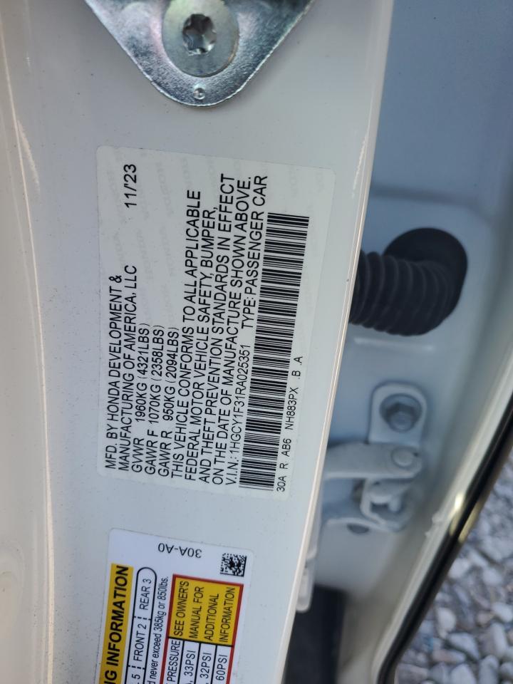 2024 Honda Accord Ex VIN: 1HGCY1F31RA025351 Lot: 84383085