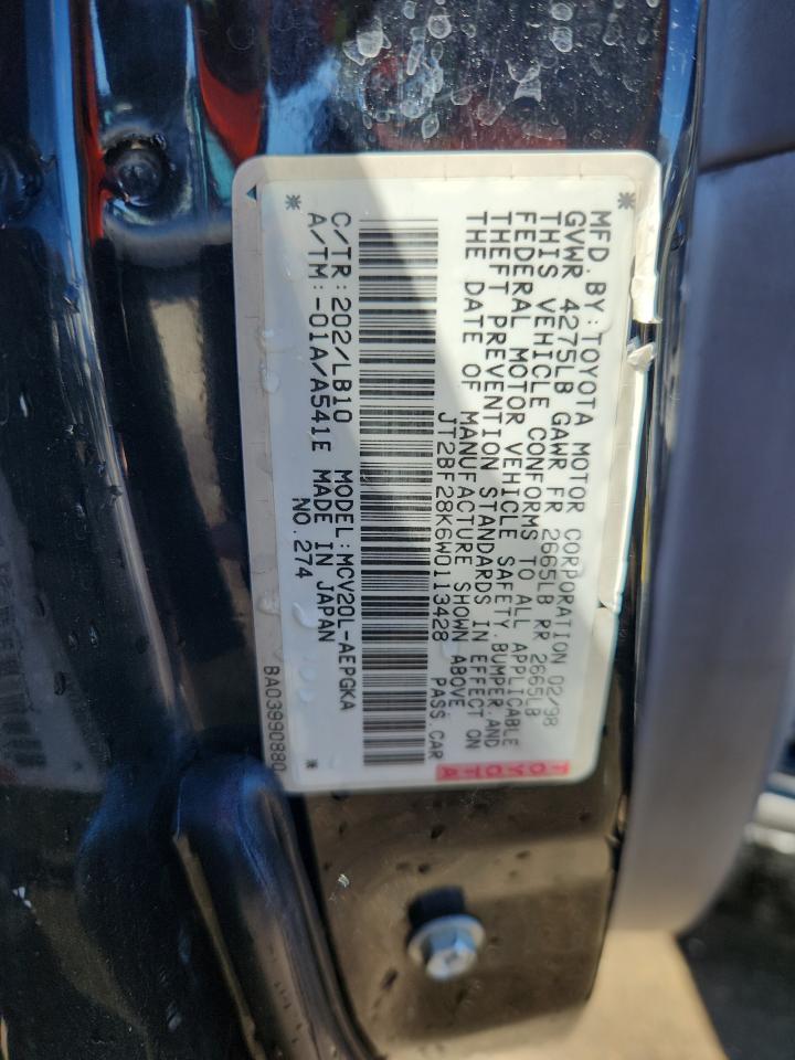 1998 Toyota Camry Le VIN: JT2BF28K6W0113428 Lot: 84925515