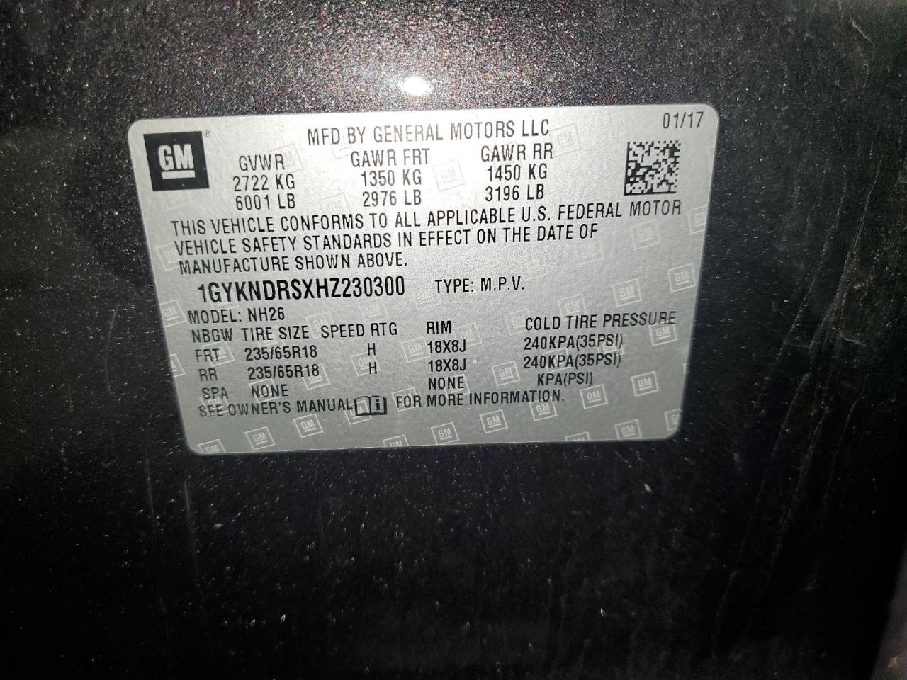 2017 Cadillac Xt5 Luxury VIN: 1GYKNDRSXHZ230300 Lot: 86523625