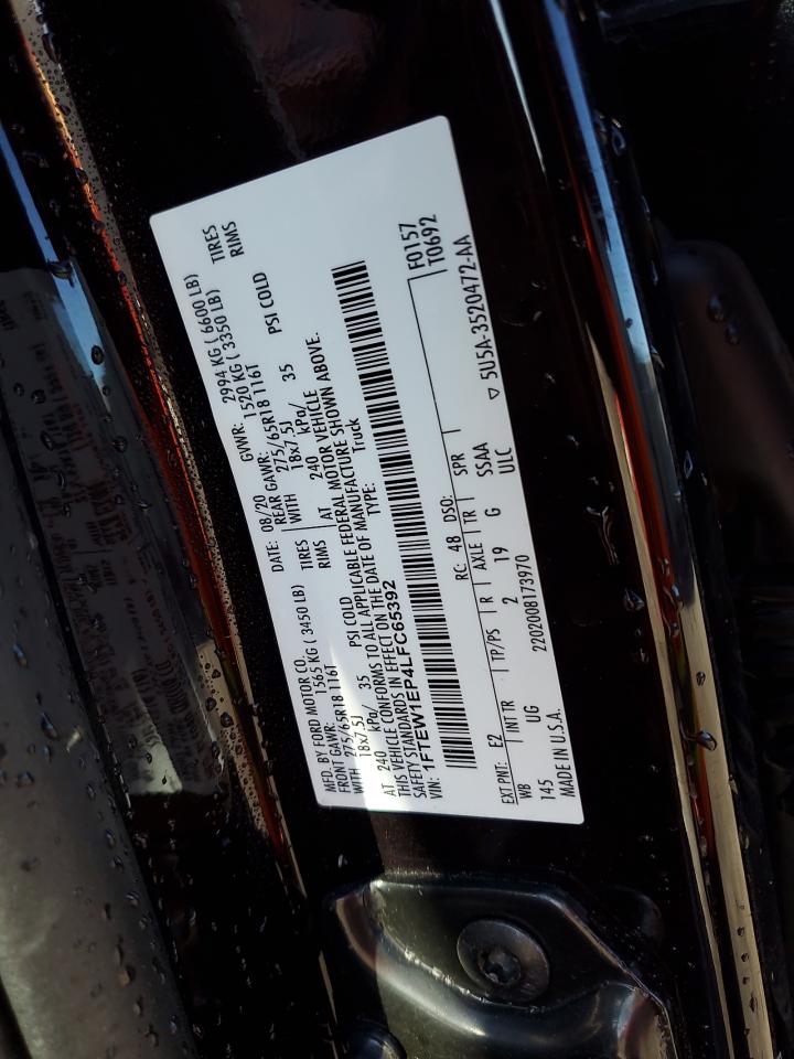 2020 Ford F150 Supercrew VIN: 1FTEW1EP4LFC65392 Lot: 90646665