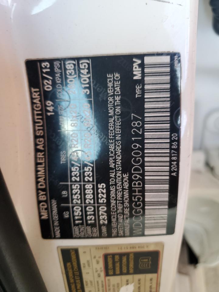 2013 Mercedes-Benz Glk 350 VIN: WDCGG5HB9DG091287 Lot: 89875475