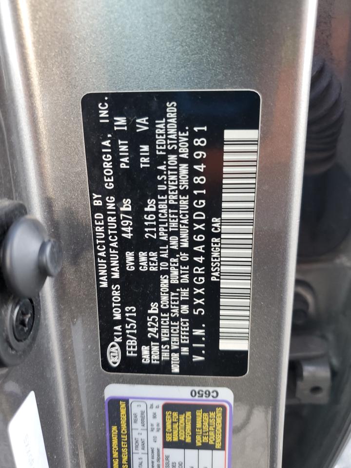 2013 Kia Optima Sx VIN: 5XXGR4A6XDG184981 Lot: 81997865