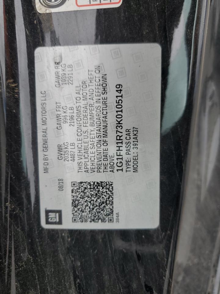 2019 Chevrolet Camaro Ss VIN: 1G1FH1R73K0105149 Lot: 82268565