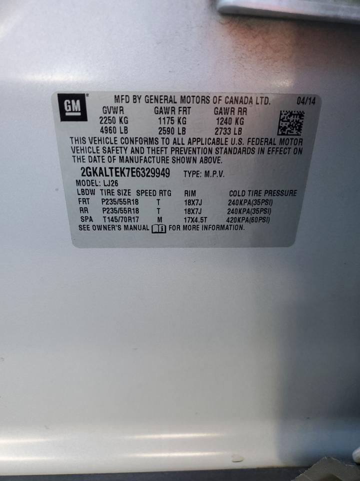 2014 GMC Terrain Slt VIN: 2GKALTEK7E6329949 Lot: 85268725