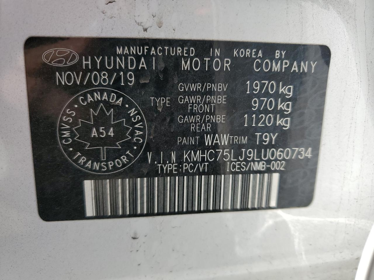 2020 Hyundai Ioniq Se VIN: KMHC75LJ9LU060734 Lot: 85534355