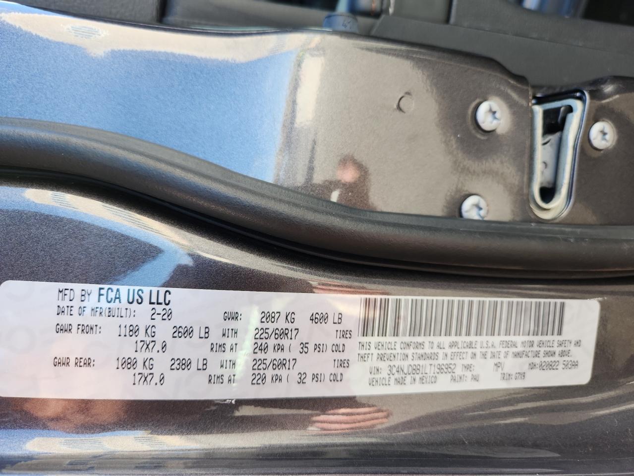 2020 Jeep Compass Latitude VIN: 3C4NJDBB1LT196952 Lot: 87025345