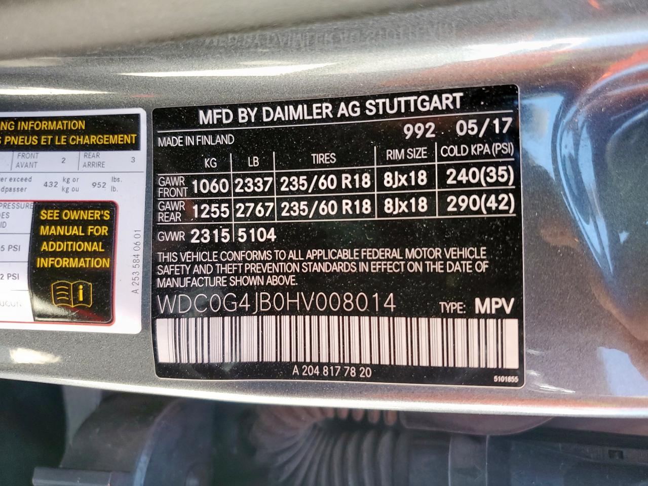 2017 Mercedes-Benz Glc 300 VIN: WDC0G4JB0HV008014 Lot: 86668745