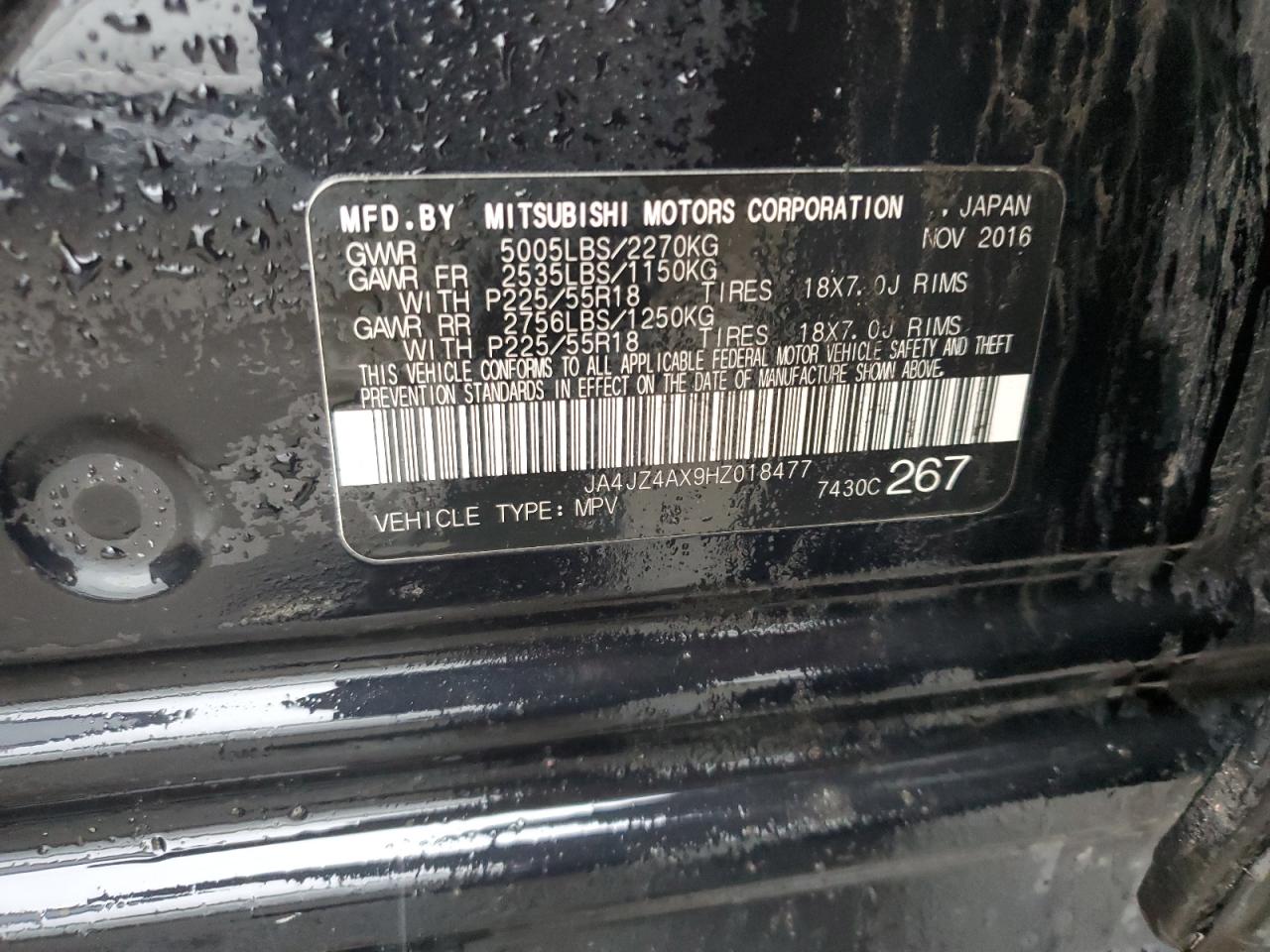 2017 Mitsubishi Outlander Gt VIN: JA4JZ4AX9HZ018477 Lot: 82289345