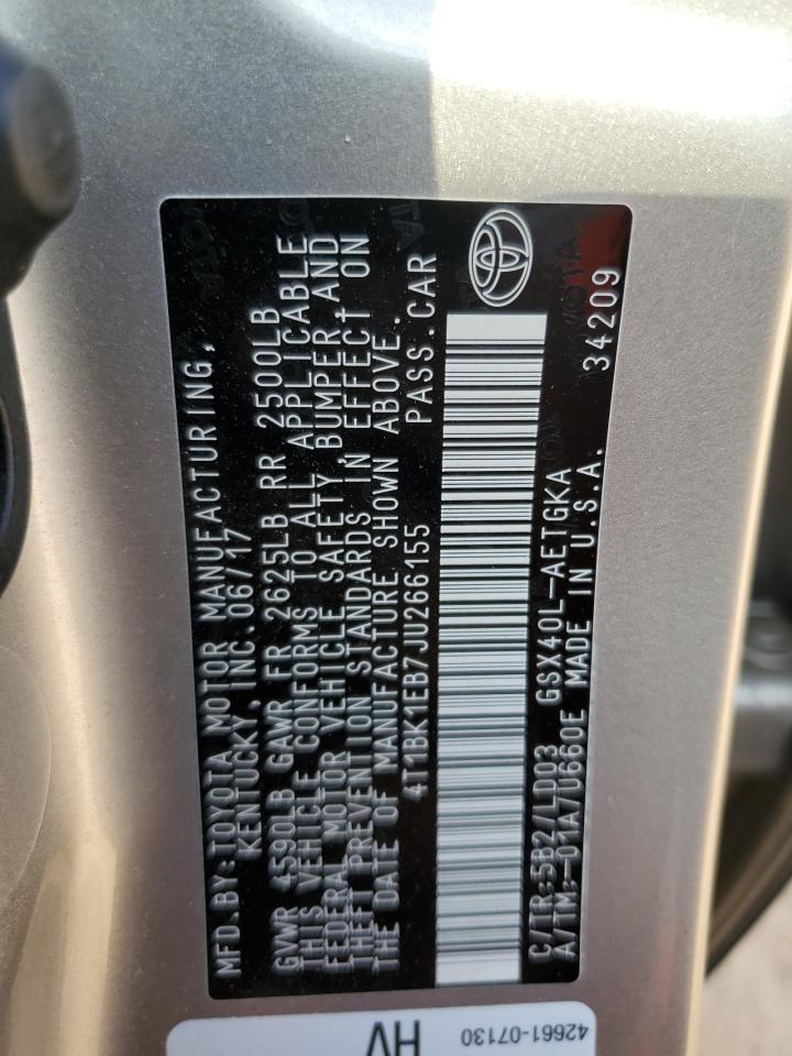 2018 Toyota Avalon Xle VIN: 4T1BK1EB7JU266155 Lot: 86595675