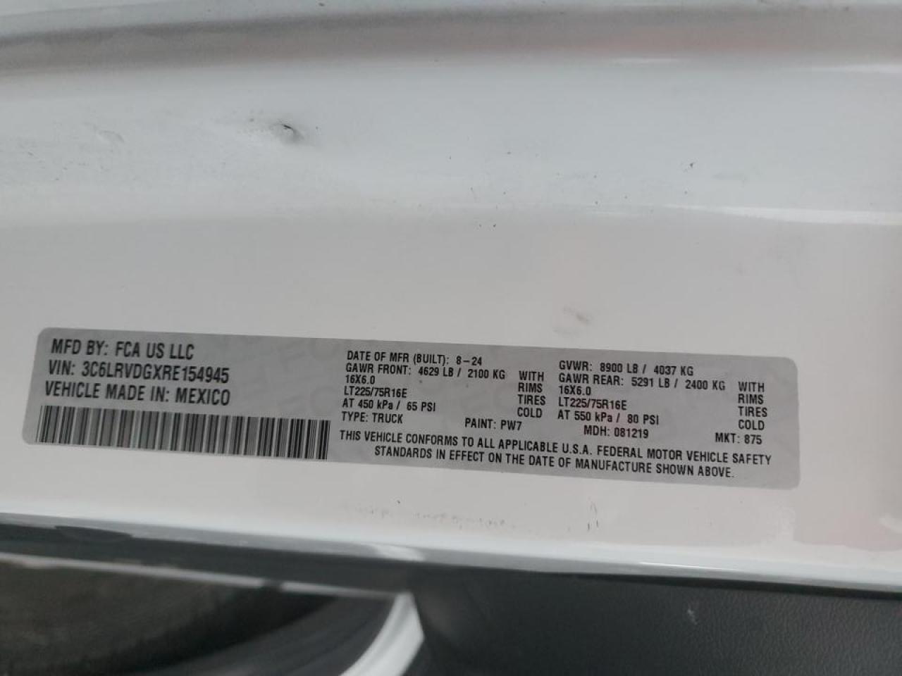 2024 Ram Promaster 2500 Delivery Van VIN: 3C6LRVDGXRE154945 Lot: 90273535