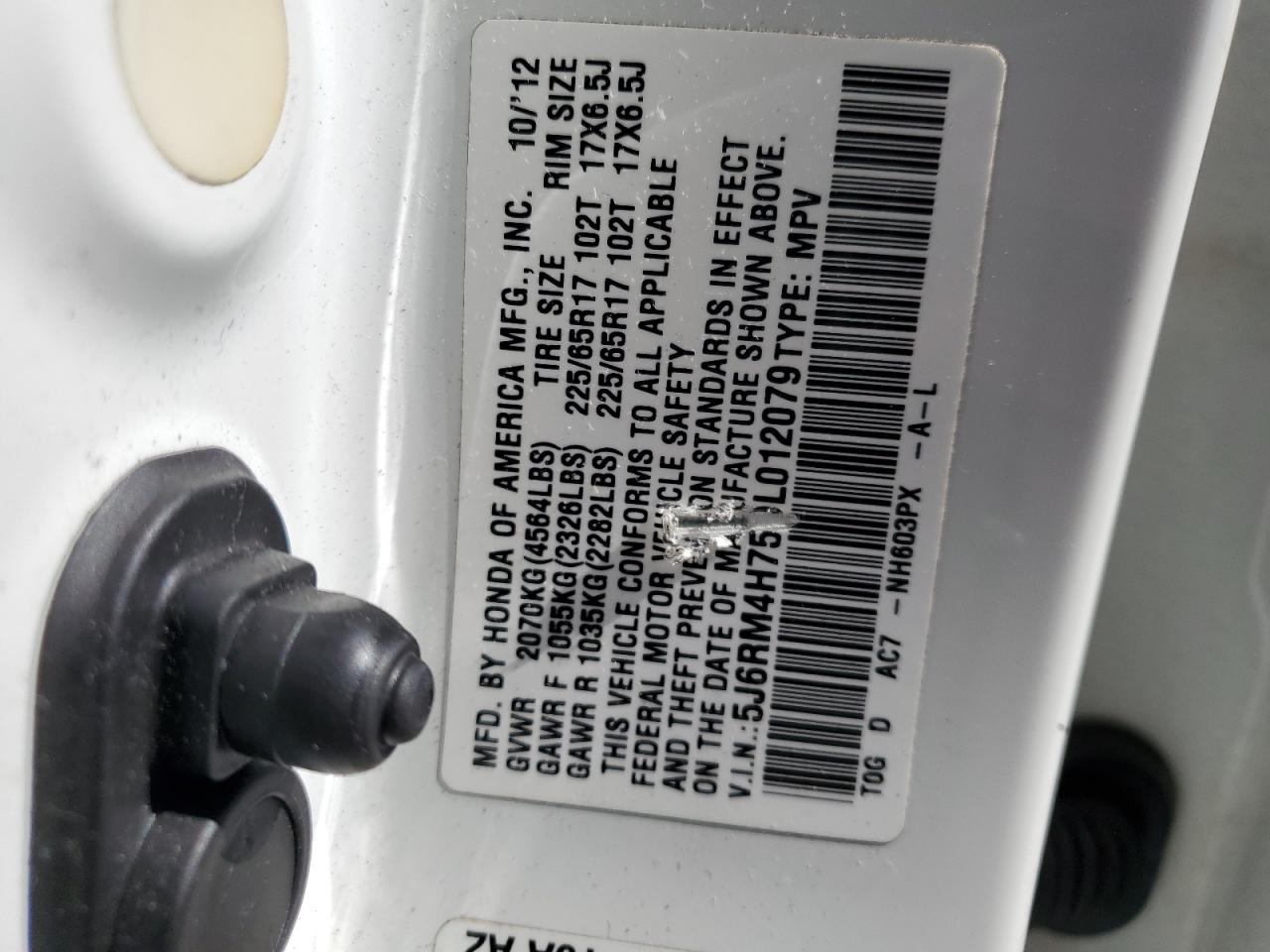 2013 Honda Cr-V Exl VIN: 5J6RM4H75DL012079 Lot: 83946925