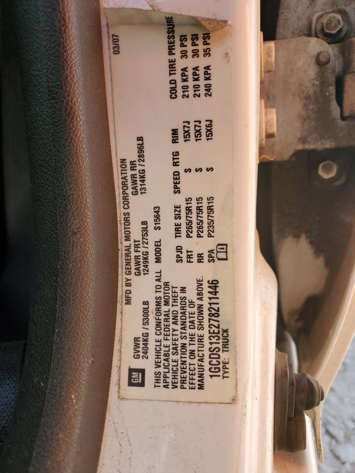 2007 Chevrolet Colorado VIN: 1GCDS13E278211446 Lot: 82200995