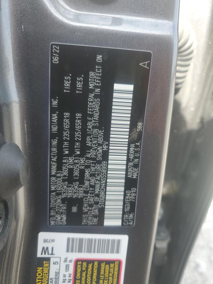 2022 Toyota Highlander Hybrid Xle VIN: 5TDGBRCH4NS558999 Lot: 86477825