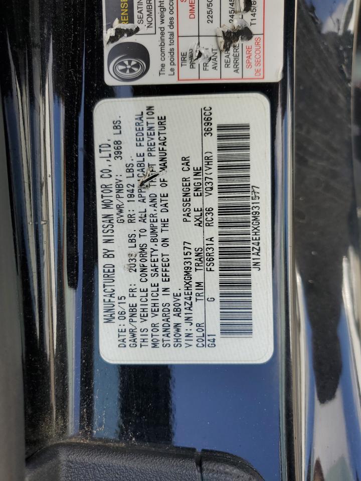 2016 Nissan 370Z Base VIN: JN1AZ4EHXGM931577 Lot: 83855525