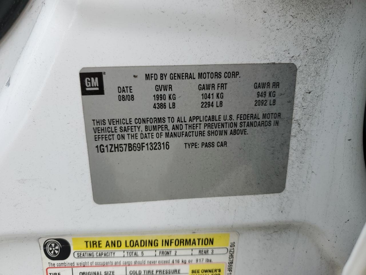 2009 Chevrolet Malibu 1Lt VIN: 1G1ZH57B69F132316 Lot: 85269695