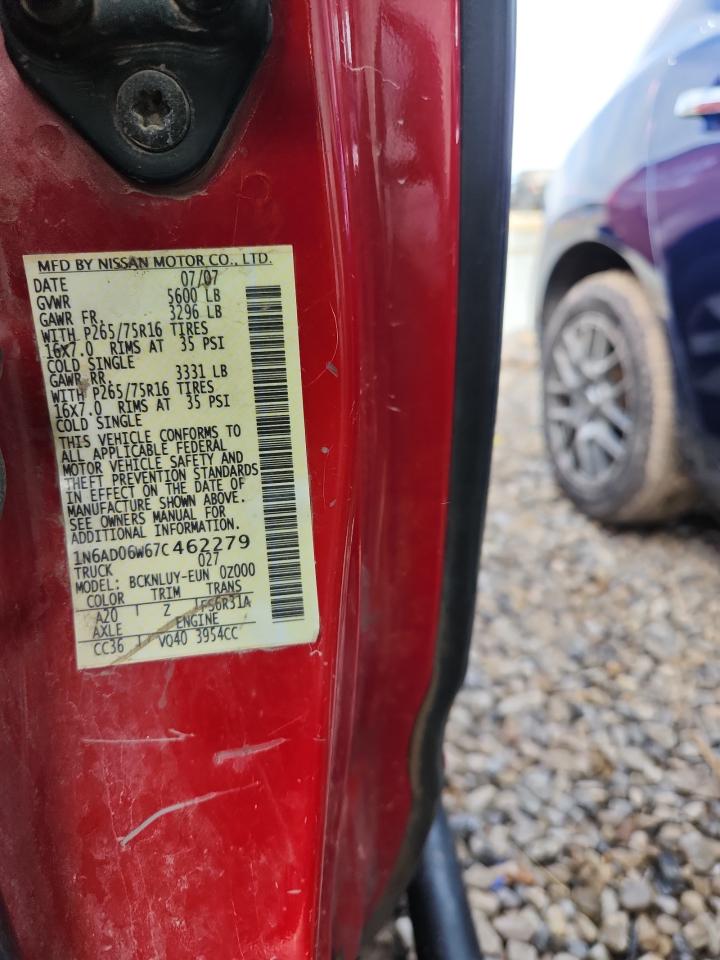 2007 Nissan Frontier King Cab Le VIN: 1N6AD06W67C462279 Lot: 86527825