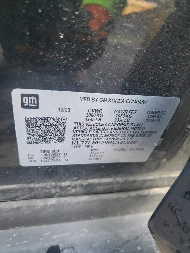 2024 Chevrolet Trax 1Lt VIN: KL77LHE29RC195880 Lot: 82514355